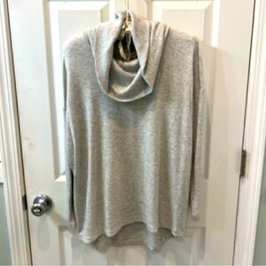 Lou & Grey soft cozy stretchy relaxed Cowl Neck Grey Sweater